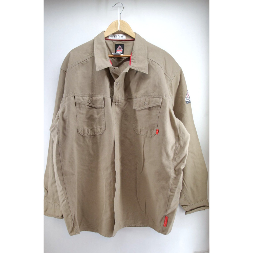 Bulwark FR‎ Shirt Mens Long Beige Westex G2 Flame Resistant IQ 3XL-LN